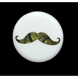 Quirky Hipster Cannabis Print Moustache Pin